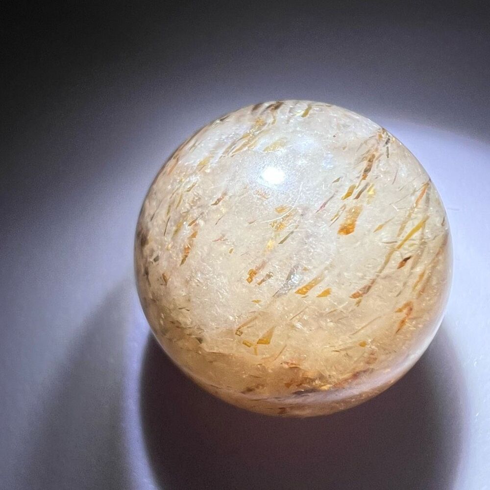 Golden Rutilated Quartz Marble Sphere (#10) - Picture 5 of 9